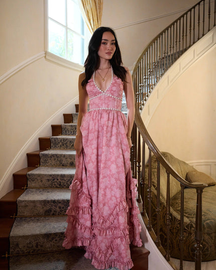 Women's Wedding Guest Floral Halter Maxi Dress - product image 29