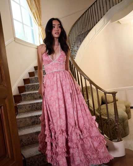 Women's Wedding Guest Floral Halter Maxi Dress - product image 30