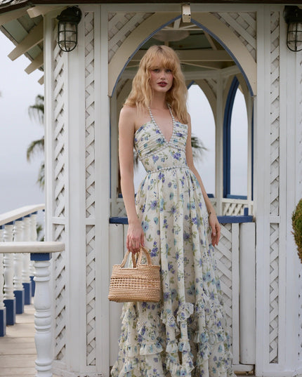 Women's Wedding Guest Floral Halter Maxi Dress - product image 41