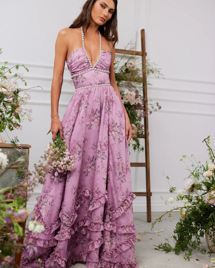 Women's Wedding Guest Floral Halter Maxi Dress - product image 48