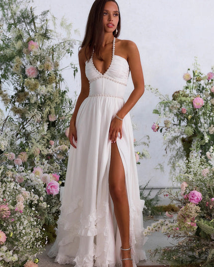 Women's Wedding Guest Floral Halter Maxi Dress - product image 7