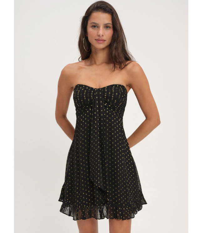 Vestido mini sin tirantes con flores para invitada de boda para mujer