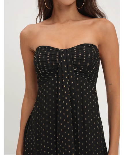 Vestido mini sin tirantes con flores para invitada de boda para mujer