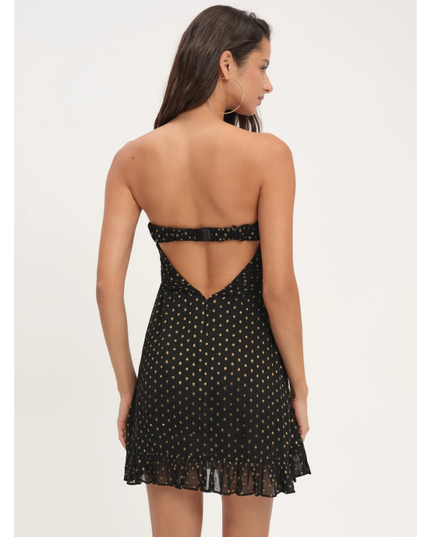 Vestido mini sin tirantes con flores para invitada de boda para mujer
