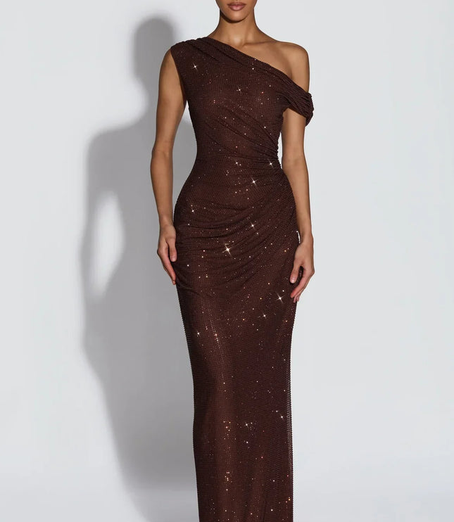 Vestido maxi fluido sin mangas para invitada de boda mujer con escote en V