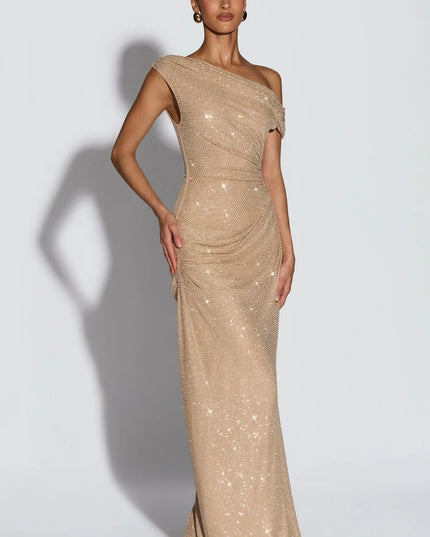 Vestido maxi fluido sin mangas para invitada de boda mujer con escote en V