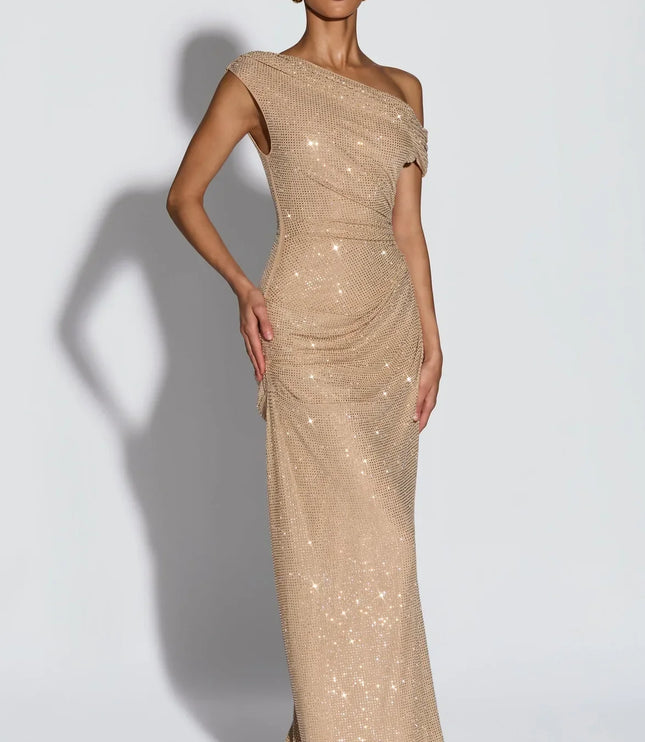 Vestido maxi fluido sin mangas para invitada de boda mujer con escote en V