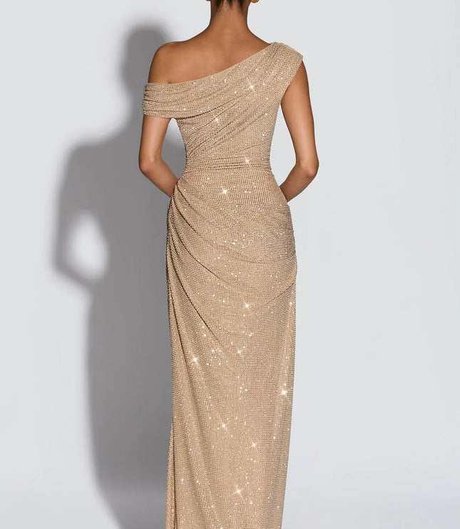 Vestido maxi fluido sin mangas para invitada de boda mujer con escote en V