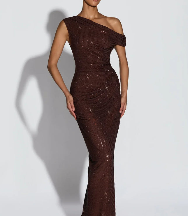 Vestido maxi fluido sin mangas para invitada de boda mujer con escote en V