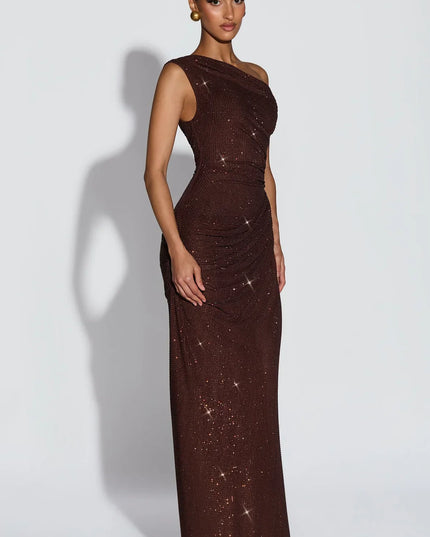 Vestido maxi fluido sin mangas para invitada de boda mujer con escote en V