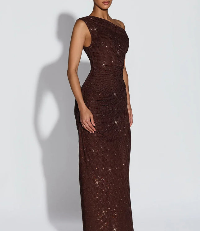 Vestido maxi fluido sin mangas para invitada de boda mujer con escote en V