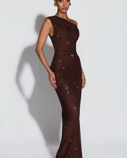 Vestido maxi fluido sin mangas para invitada de boda mujer con escote en V