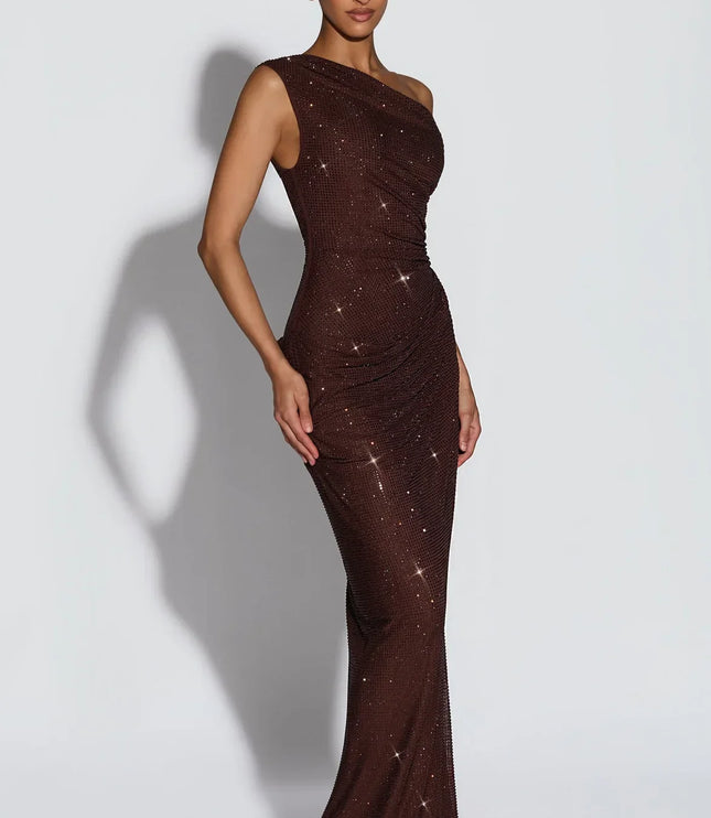 Vestido maxi fluido sin mangas para invitada de boda mujer con escote en V