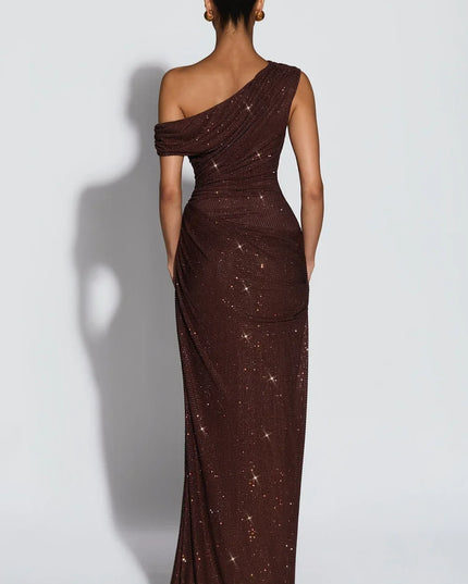 Vestido maxi fluido sin mangas para invitada de boda mujer con escote en V