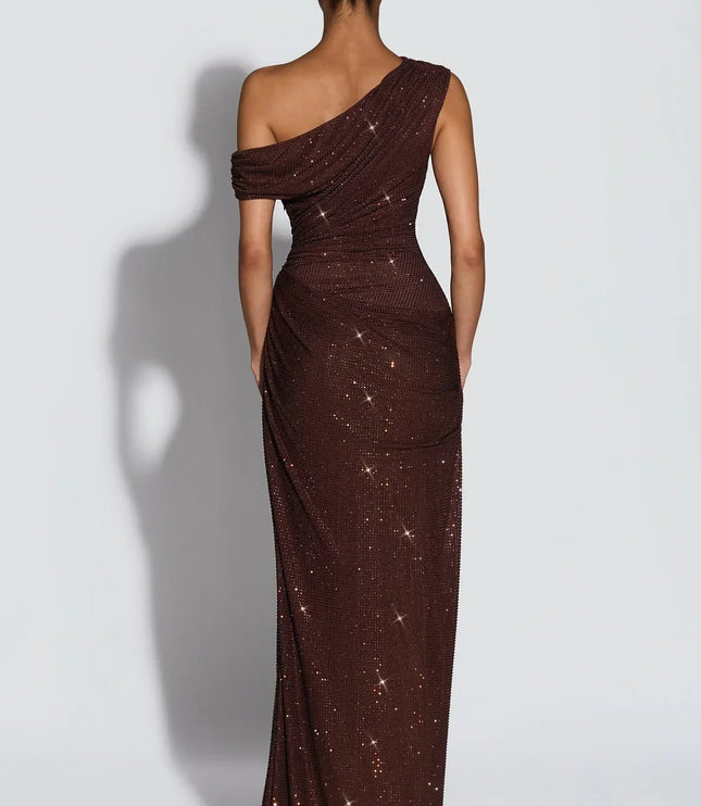 Vestido maxi fluido sin mangas para invitada de boda mujer con escote en V