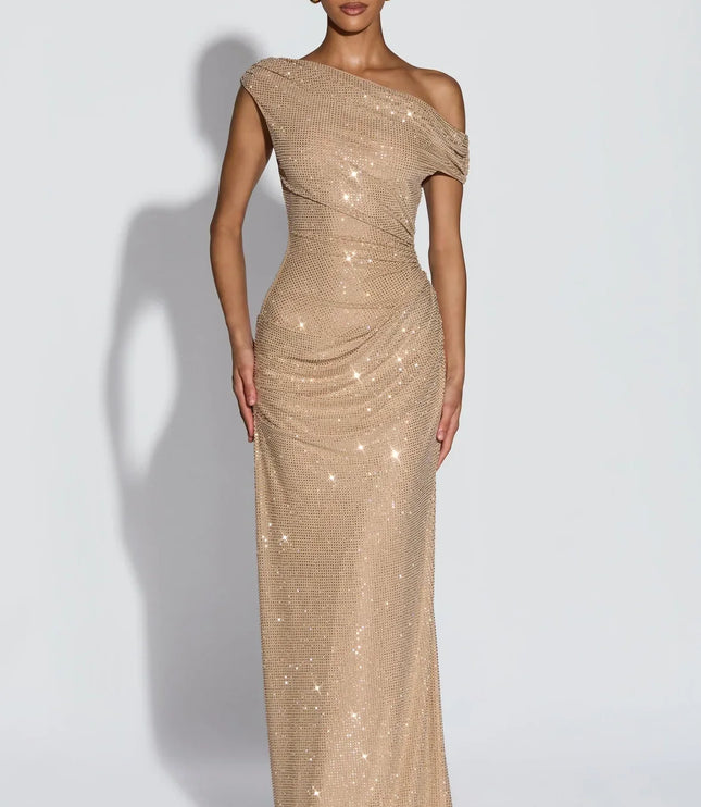 Vestido maxi fluido sin mangas para invitada de boda mujer con escote en V