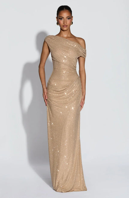 Vestido maxi fluido sin mangas para invitada de boda mujer con escote en V