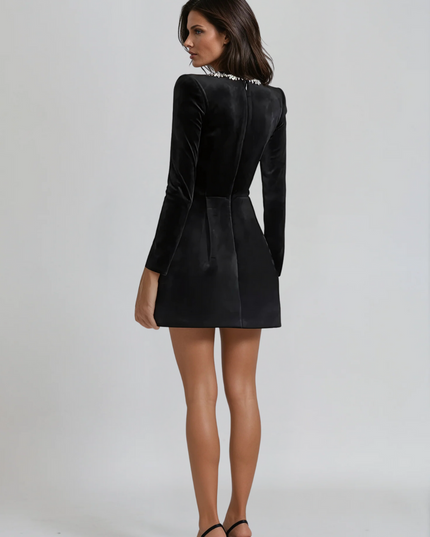 Vestido mini de cóctel de terciopelo para invitada de boda para mujer