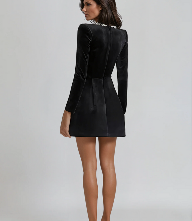 Vestido mini de cóctel de terciopelo para invitada de boda para mujer
