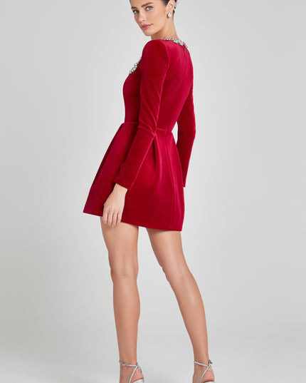 Vestido mini de cóctel de terciopelo para invitada de boda para mujer