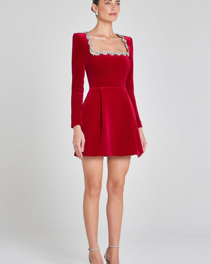 Vestido mini de cóctel de terciopelo para invitada de boda para mujer