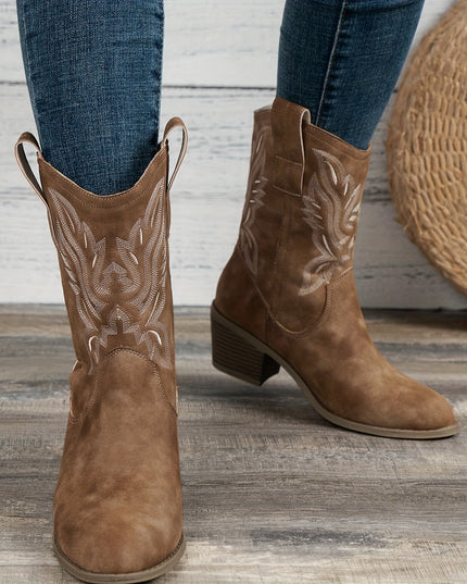 Bexley | Women's Wide Calf Western Cowboy Boots - Camel - Image 13