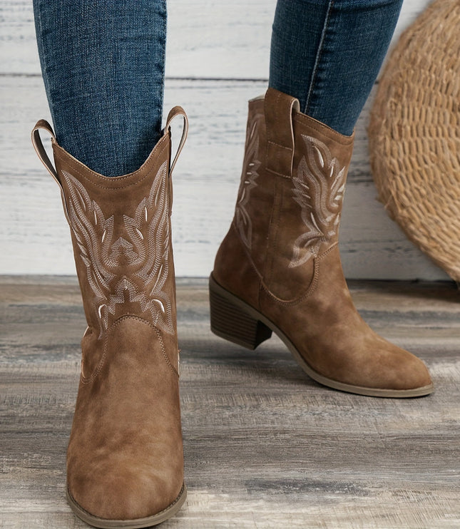 Bexley | Women's Wide Calf Western Cowboy Boots - Camel - Image 13