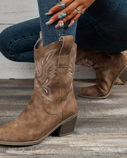 Bexley | Women's Wide Calf Western Cowboy Boots - Camel - Image 2