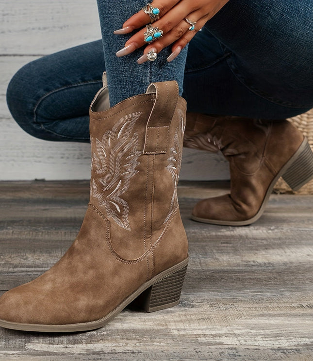 Bexley | Women's Wide Calf Western Cowboy Boots - Camel - Image 2