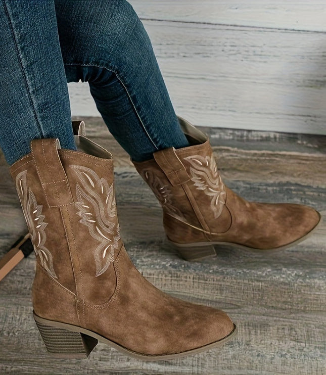 Bexley | Women's Wide Calf Western Cowboy Boots - Camel - Image 3