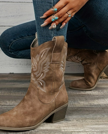 Bexley | Women's Wide Calf Western Cowboy Boots - Camel - Image 4
