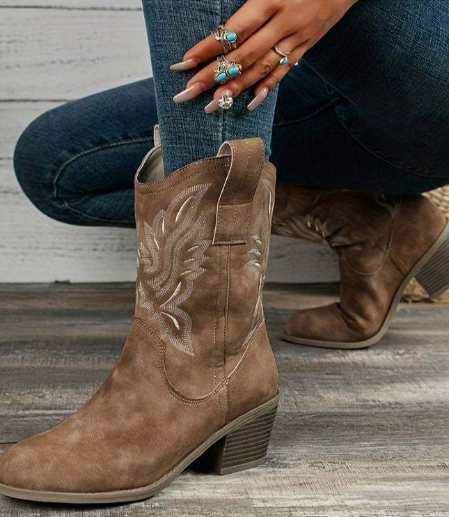 Bexley | Women's Wide Calf Western Cowboy Boots - Camel - Image 4