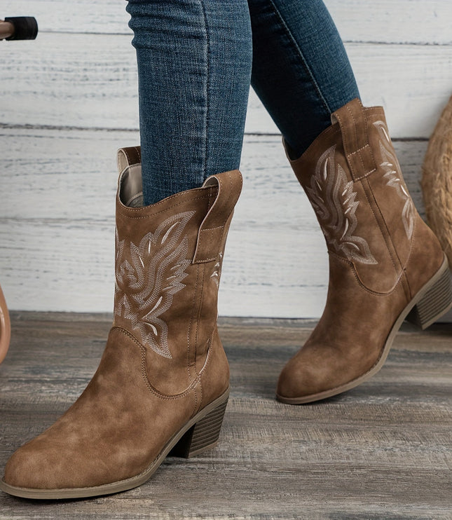 Bexley | Women's Wide Calf Western Cowboy Boots - Camel - Image 5
