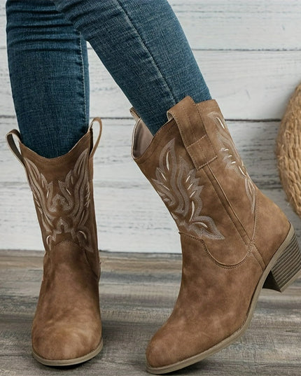 Bexley | Women's Wide Calf Western Cowboy Boots - Camel - Image 1
