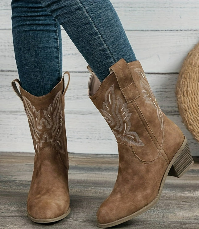 Bexley | Women's Wide Calf Western Cowboy Boots - Camel - Image 1