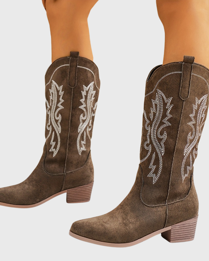 Baylor | Women's Wide Calf Western Cowboy Boots - Camel - Image 2