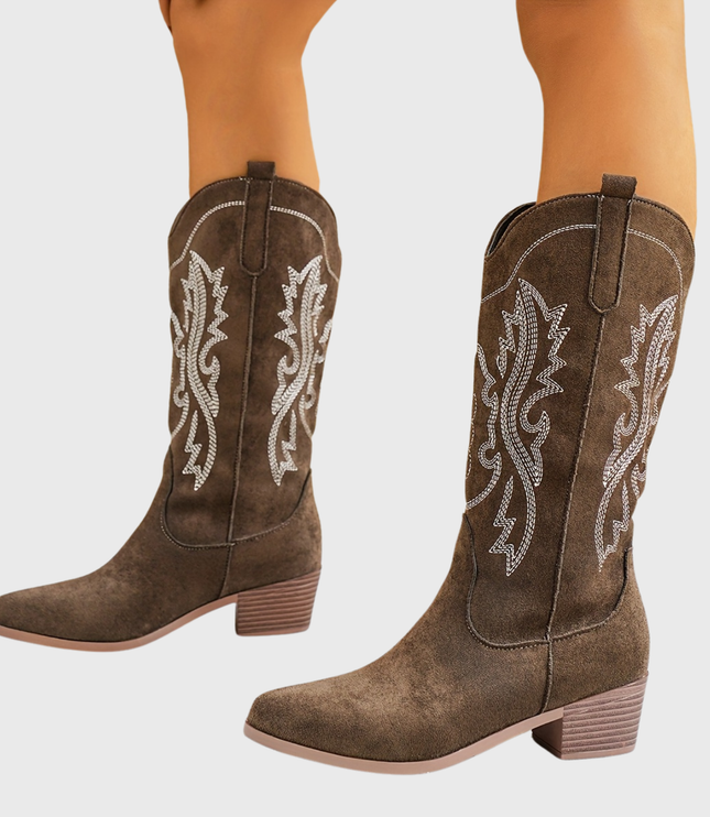 Baylor | Women's Wide Calf Western Cowboy Boots - Camel - Image 2