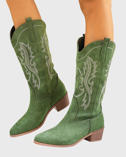 Baylor | Women's Wide Calf Western Cowboy Boots - Camel - Image 3