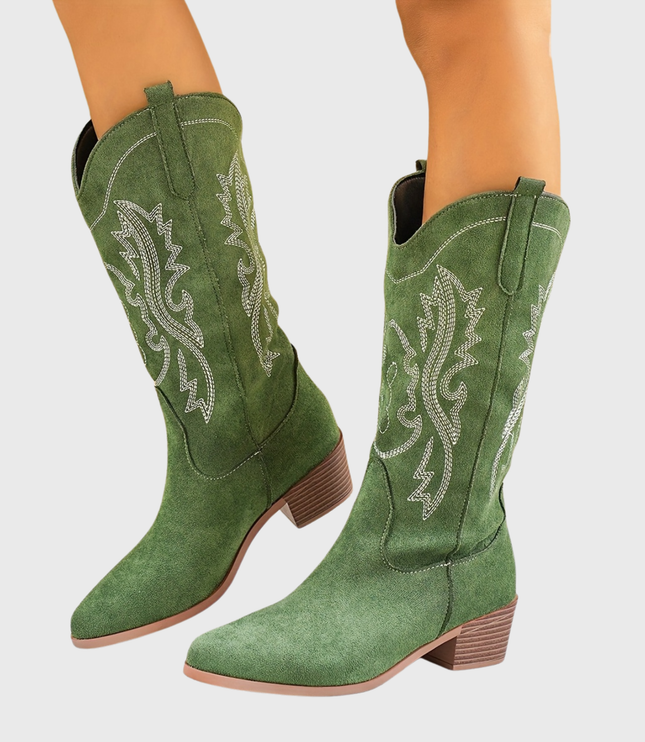 Baylor | Women's Wide Calf Western Cowboy Boots - Camel - Image 3