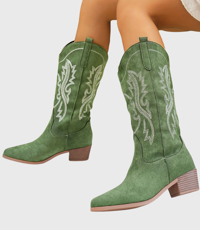 Baylor | Women's Wide Calf Western Cowboy Boots - Camel - Image 4