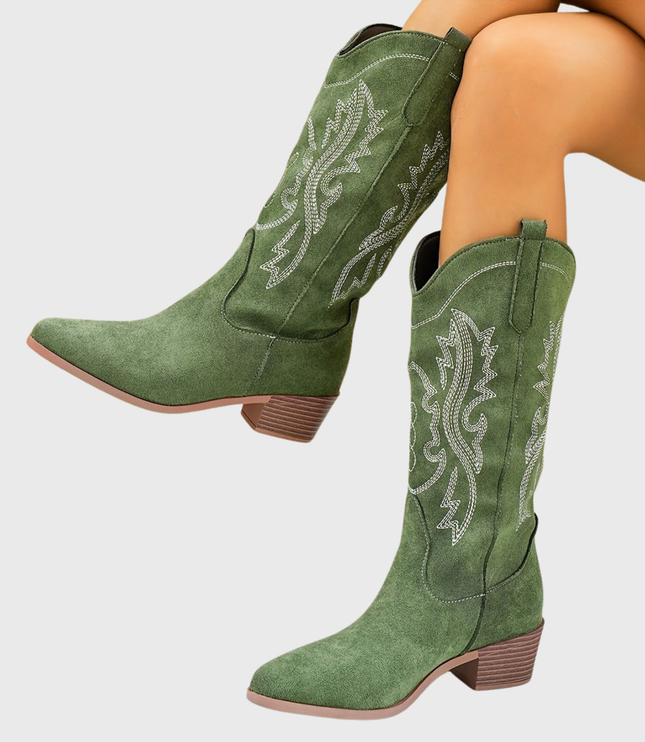 Baylor | Women's Wide Calf Western Cowboy Boots - Camel - Image 5