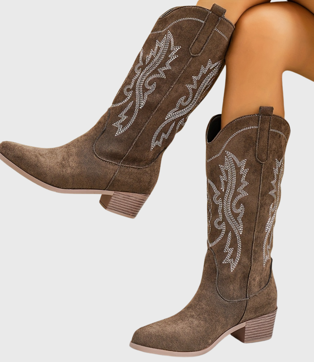 Baylor | Women's Wide Calf Western Cowboy Boots - Camel - Image 6
