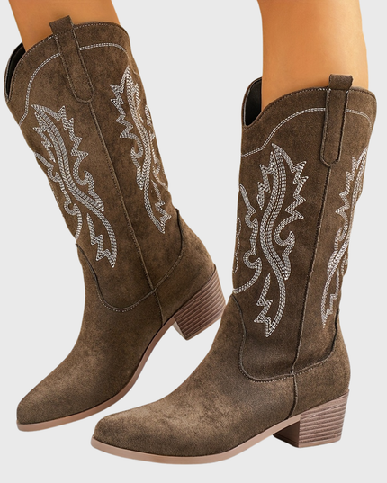 Baylor | Women's Wide Calf Western Cowboy Boots - Camel - Image 7