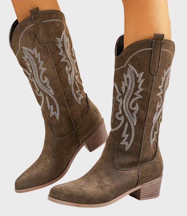 Baylor | Women's Wide Calf Western Cowboy Boots - Camel - Image 7
