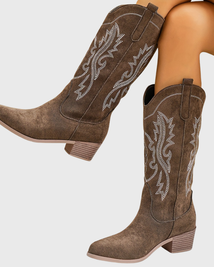 Baylor | Women's Wide Calf Western Cowboy Boots - Camel - Image 8