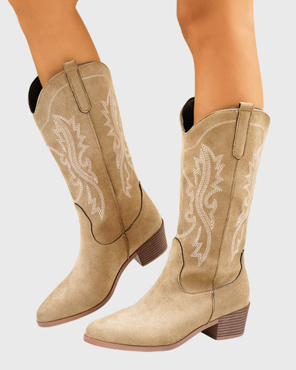 Baylor | Women's Wide Calf Western Cowboy Boots - Camel - Image 1