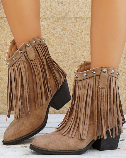 Calista | Women's Wide Calf Western Fringe Cowboy Boots - Brown - Image 10