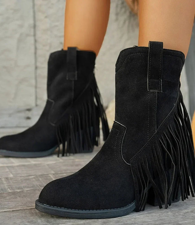 Calista | Women's Wide Calf Western Fringe Cowboy Boots - Brown - Image 5