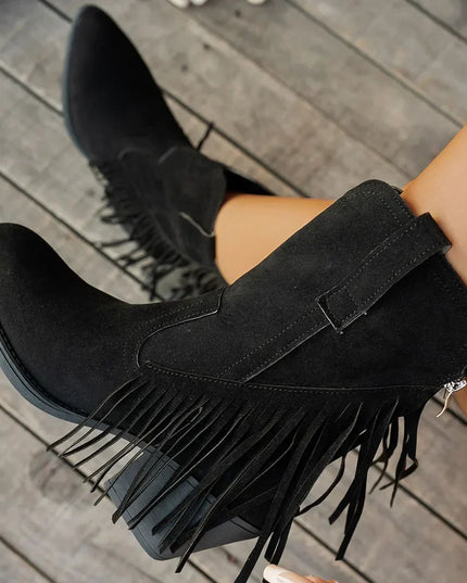 Calista | Women's Wide Calf Western Fringe Cowboy Boots - Brown - Image 6