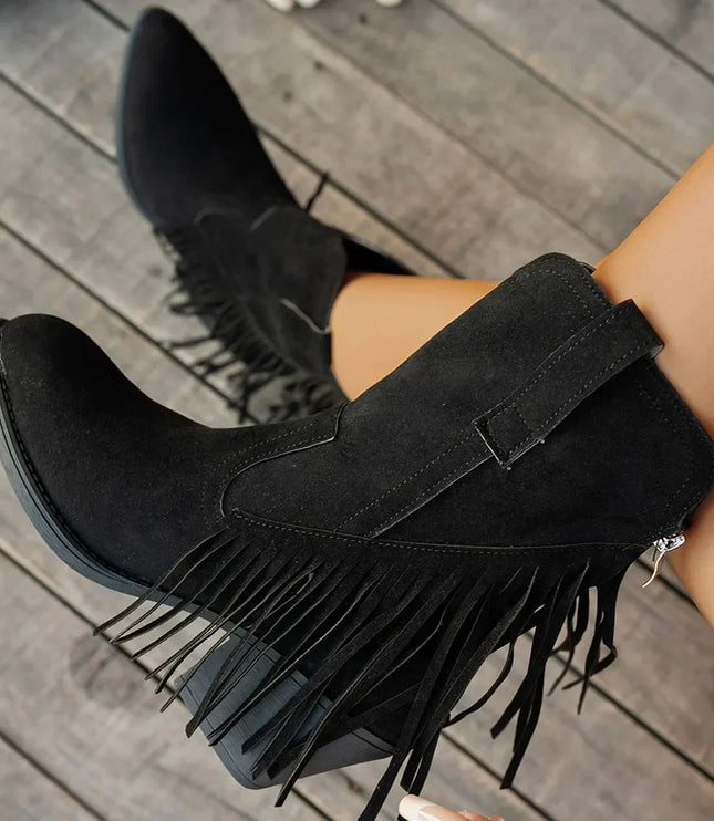 Calista | Women's Wide Calf Western Fringe Cowboy Boots - Brown - Image 6